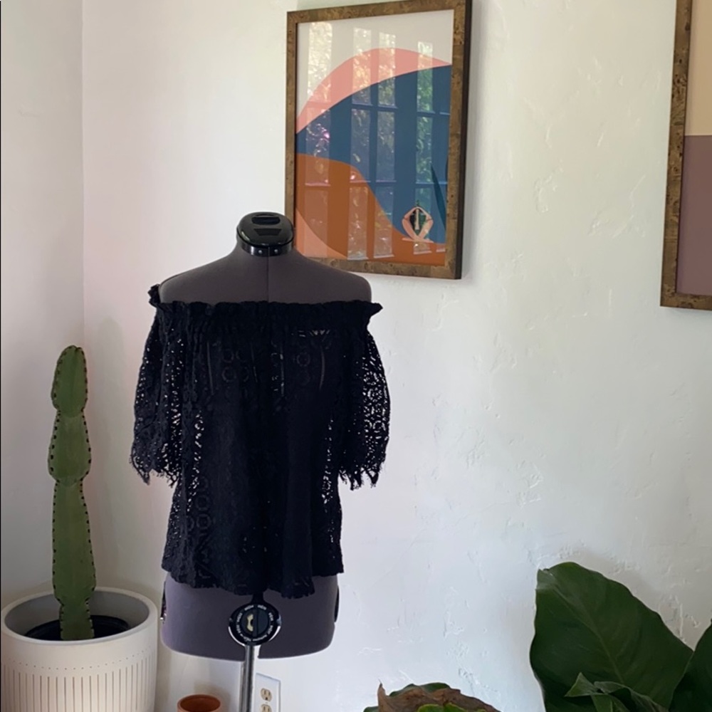 H&M black lace off-the-shoulder top!